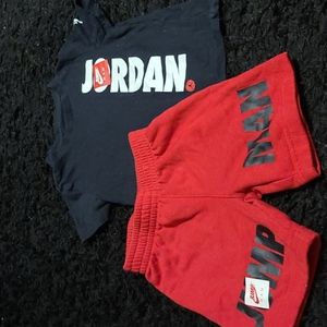 Jordan 3T Black, Red, and White Shirt with Red shorts